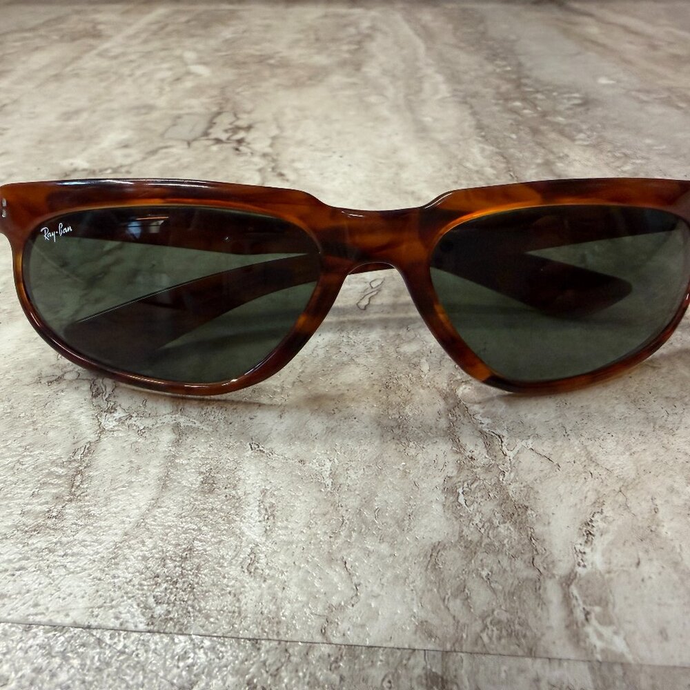 VINTAGE B&L RAY BAN W1956 YNAO SHINY TORTOISE G15 CRYSTAL SPORT WRAP SUNGLASSES